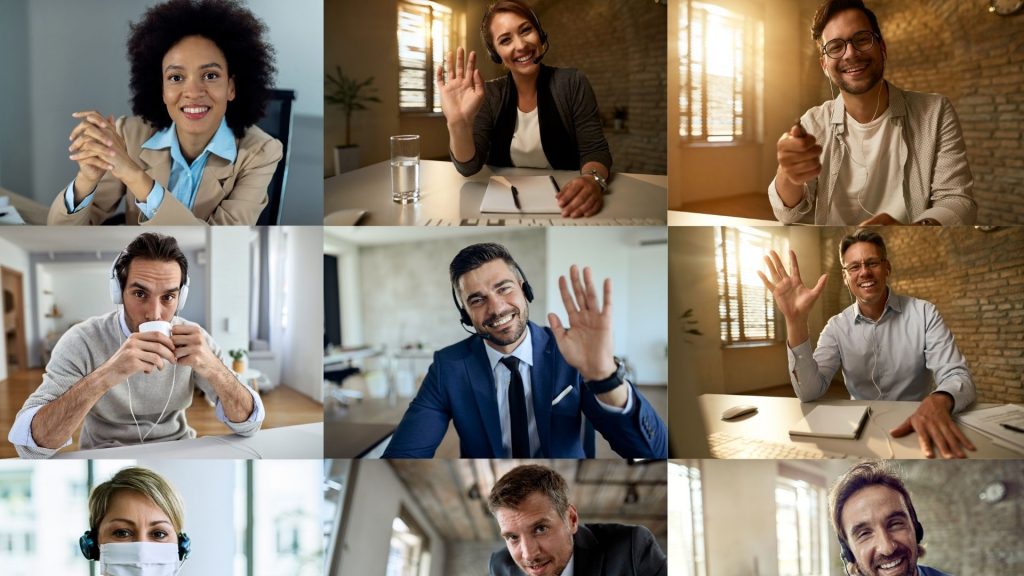 Livestorm, acteur français de l’engagement vidéo, partage quatre idées d’icebreakers afin de se préserver de la monotonie des meetings virtuels. Personnes en visioconférence