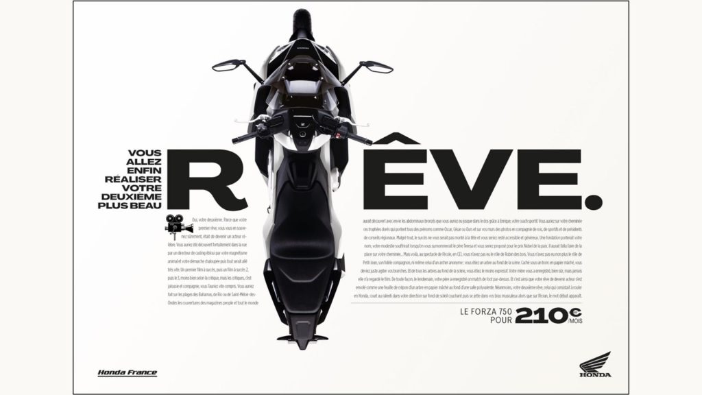 Quel est votre deuxième plus grand rêve ? Une campagne signée DDB Paris pour Honda Moto France Moto