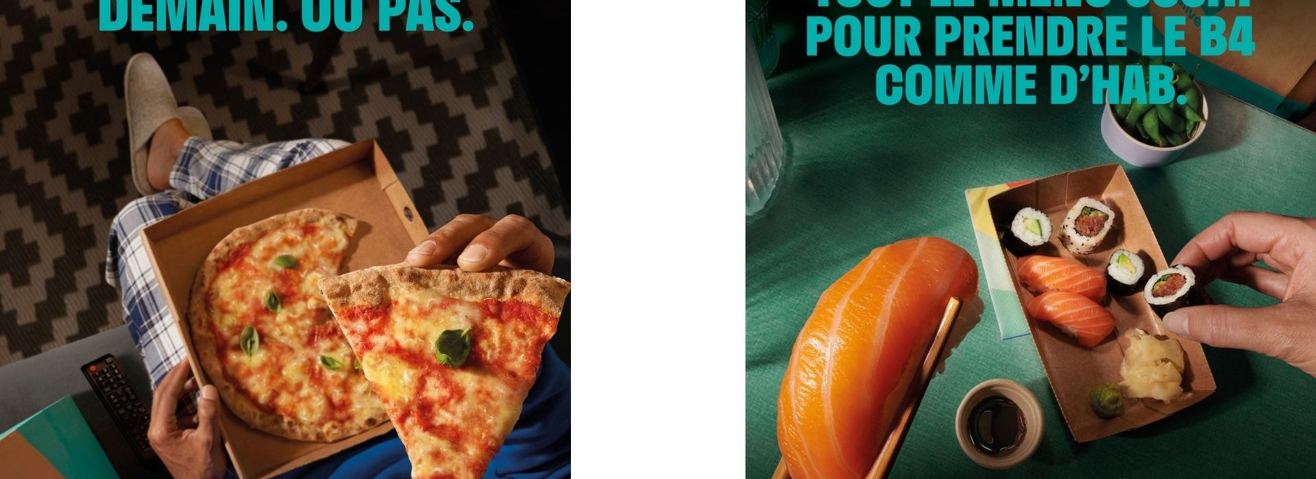 Deliveroo lance sa nouvelle campagne qui explore  et célèbre les rituels de commande de ses clients en France Affiche campagne de communication Deliveroo
