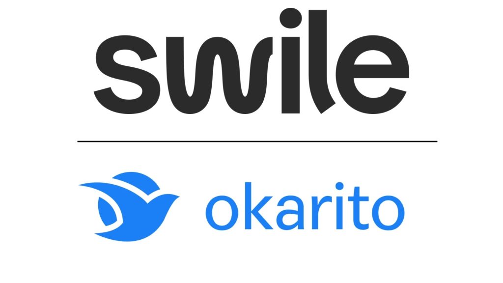 Swile rachète Okarito pour proposer une expérience unique pour la gestion des déplacements professionnels. Logo Swile et okarito