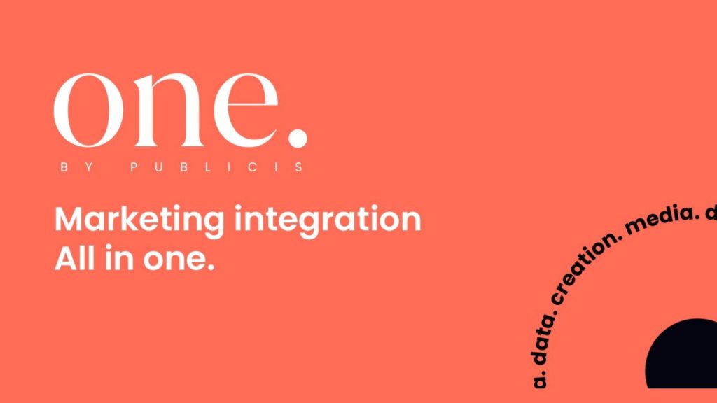 Publicis France lance one. by Publicis, une nouvelle offre pour intégrer data, création et media et accélérer la transformation marketing des marques. Logo One by Publicis
