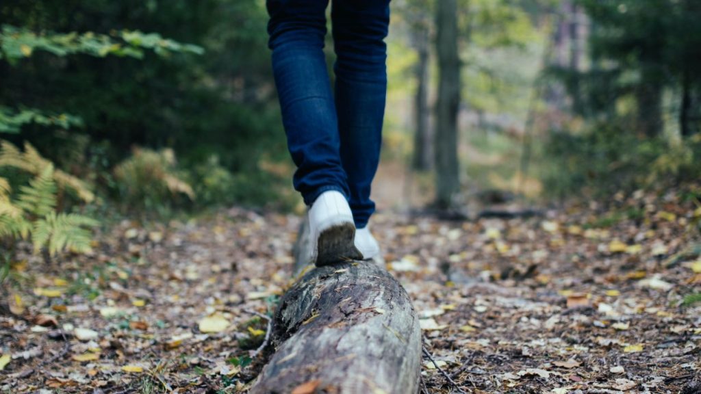La crise sanitaire a permis une accélération du secteur de la e-santé sans précédent. Homme marchant sur un tronc d'arbre