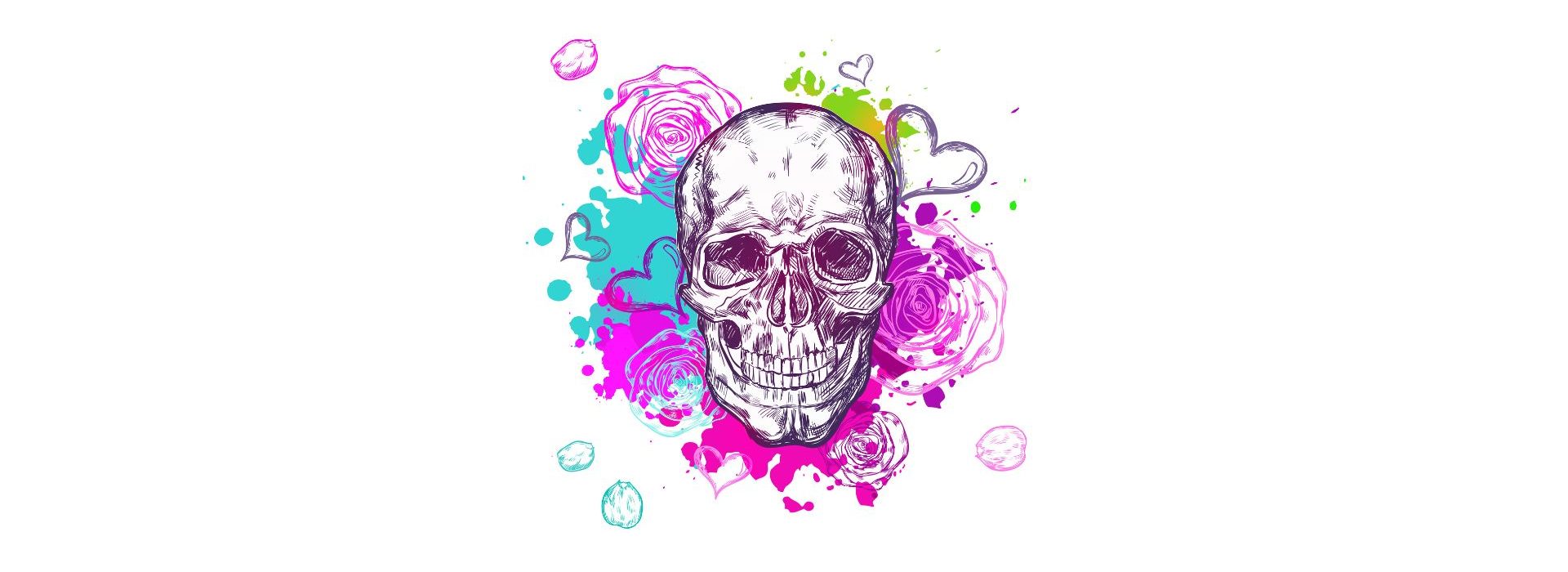 Death positive, un mouvement qui qui aide à vivre plus sereinement la mort et le deuil Tête de mort colorée