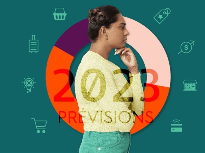 Femme entourée d'icone e-commerce