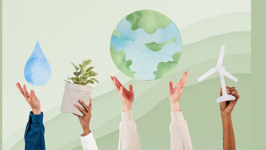 La Communauté des Entreprises à Mission publie le 6e baromètre de l’Observatoire des Sociétés à Mission. Main Présentant Le Remix De L'environnement Durable De La Terre