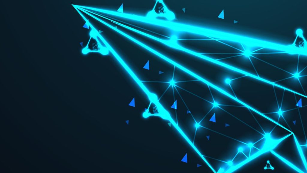 Les données sont essentielles au succès de vos ventes, pourvu qu'elles soient utilisées correctement Avion en papier fil abstrait treillis métallique polygonal ressemblant à une constellation