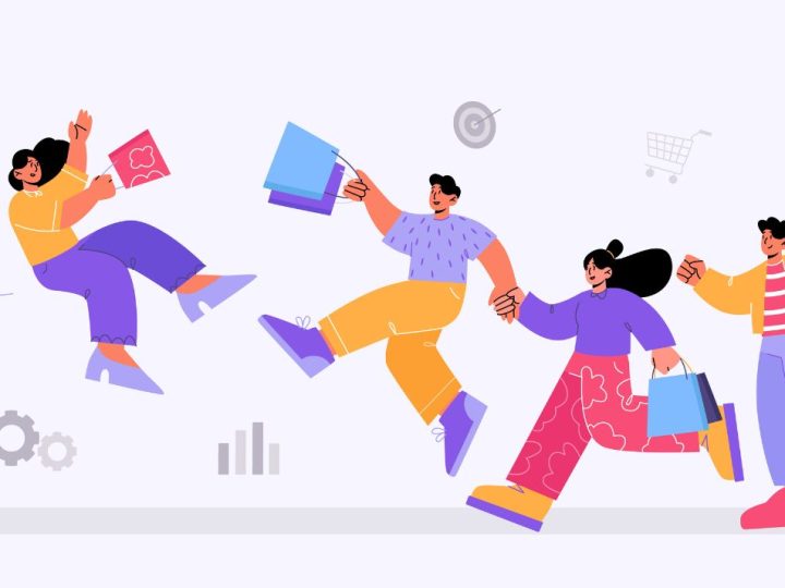 Illustration : concept de fidélisation de la clientèle avec un énorme aimant