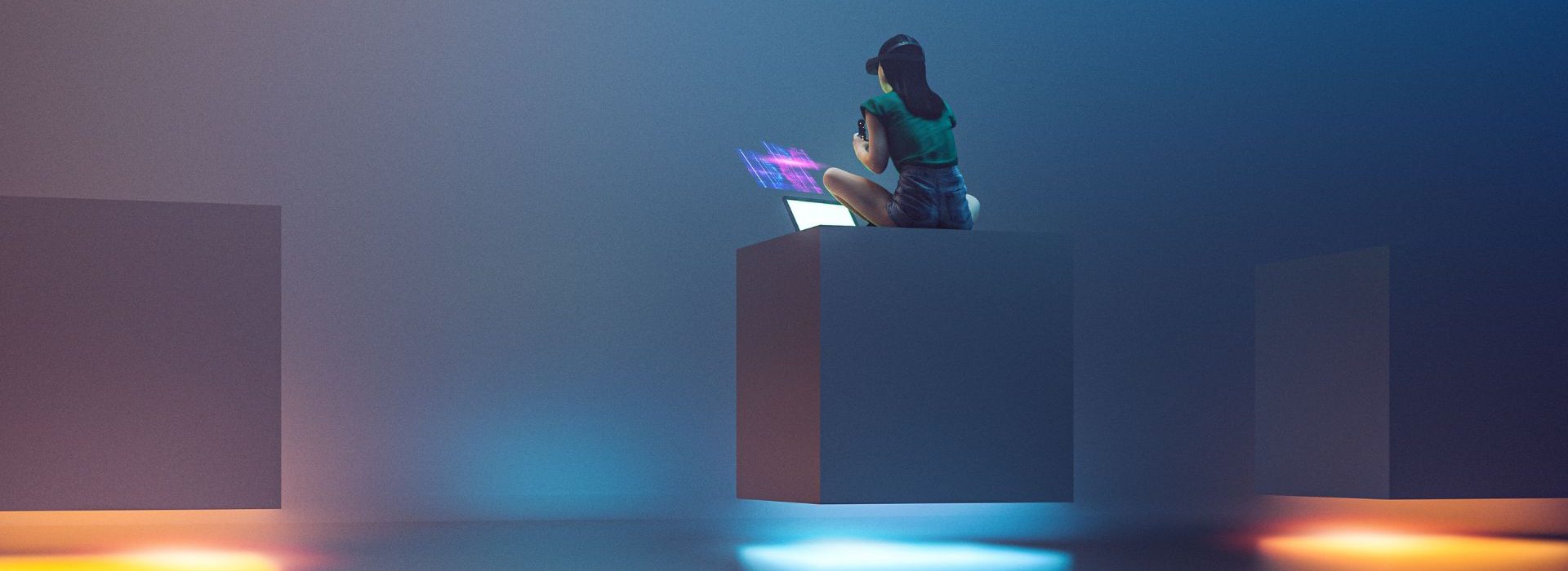 Comment se porte le retail média et quelles sont ses trajectoires de croissance ? Jeune femme utilisant un ordinateur portable pour une expérience VR