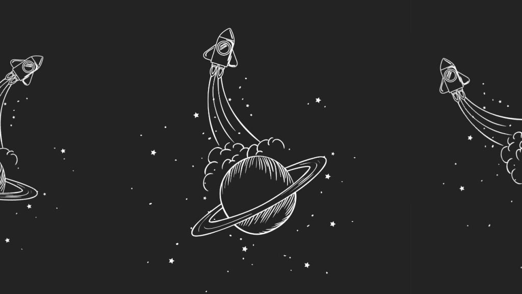 Fusée s'envolant d'une planète