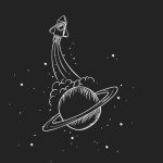 Fusée s'envolant d'une planète