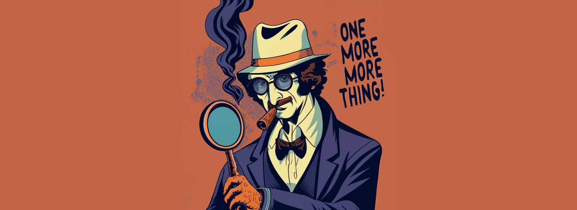 Comment ne pas rater une vente avec la technique Columbo ? Illustration d'un détective avec une loupe et un cigare