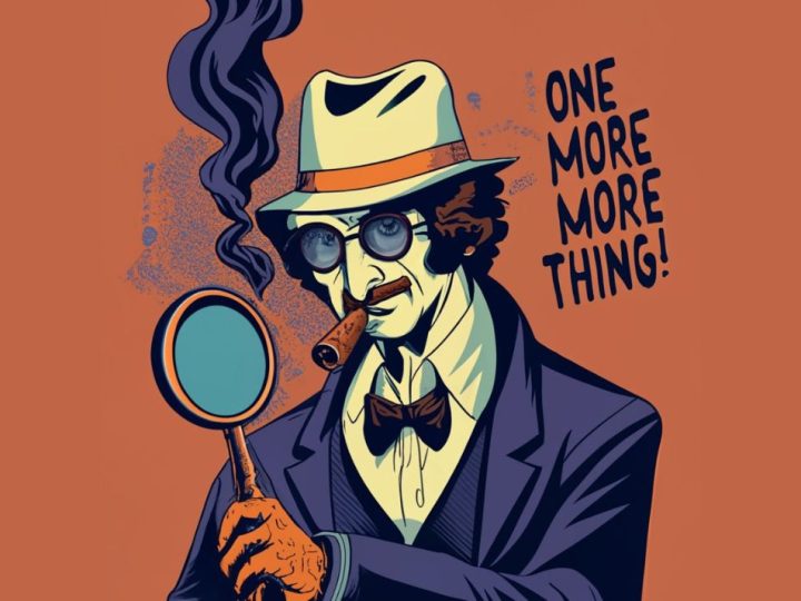 Illustration d'un détective avec une loupe et un cigare