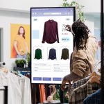 Personne devant un écran digital dans une boutique