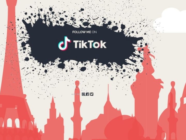 Logo TikTok avec les monuments historiques européens